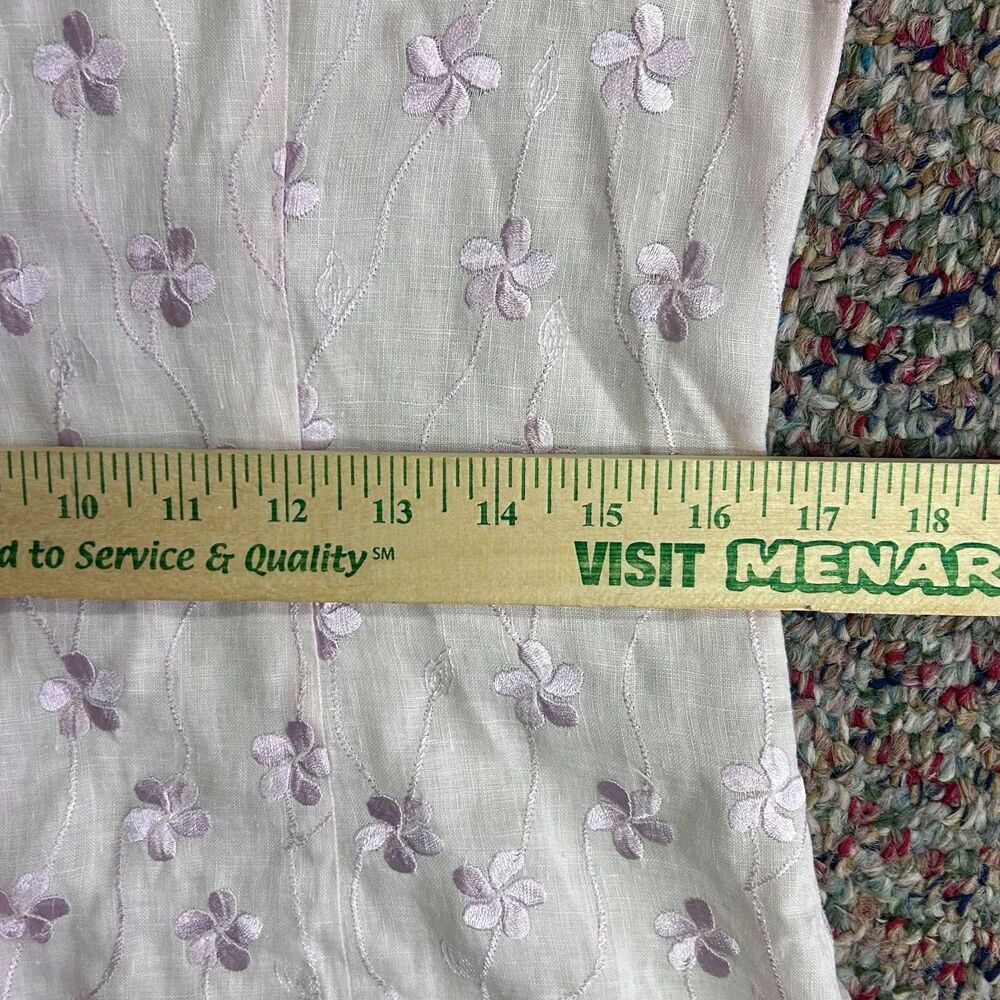 Etcetera Women's Pale Lavender Embroidered 100% Linen 3/4 Sleeve Blouse Size 6 - Picture 10 of 12